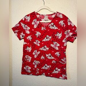 Disney Red and White Dalmatian scrub Shirt